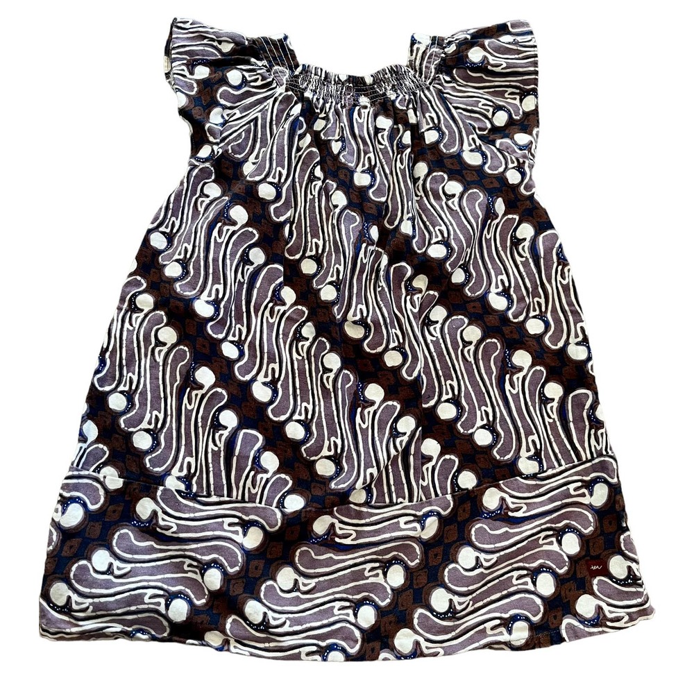 Tea Boat Neck Woven Purple & Brown Shift Dress